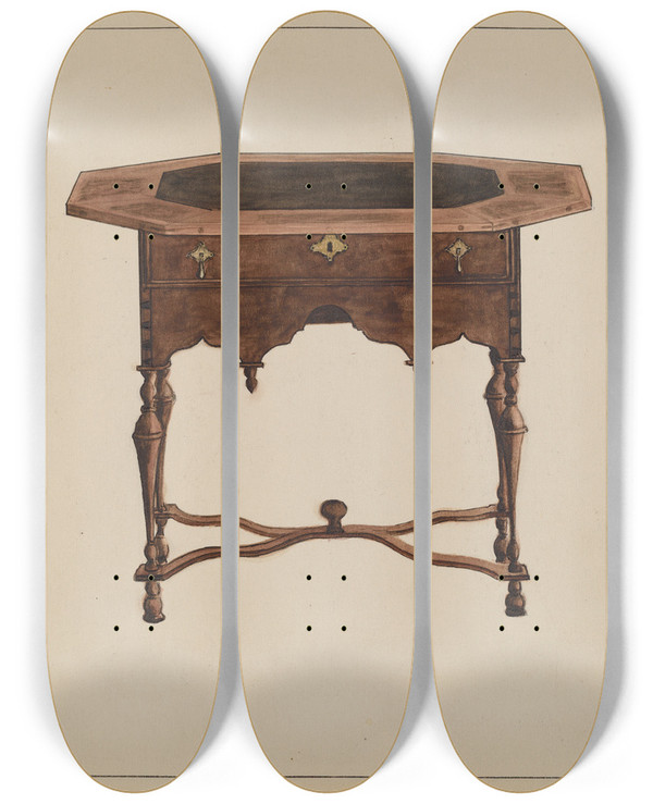 Triptych art skateboard deck of Nicholas Gorid Tea Table by Nicholas Gorid (20-)