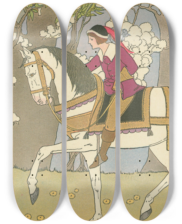Triptych art skateboard deck of Margaret Evans Price Toads And Diamonds_1 by Margaret Evans Price (1888-1973)