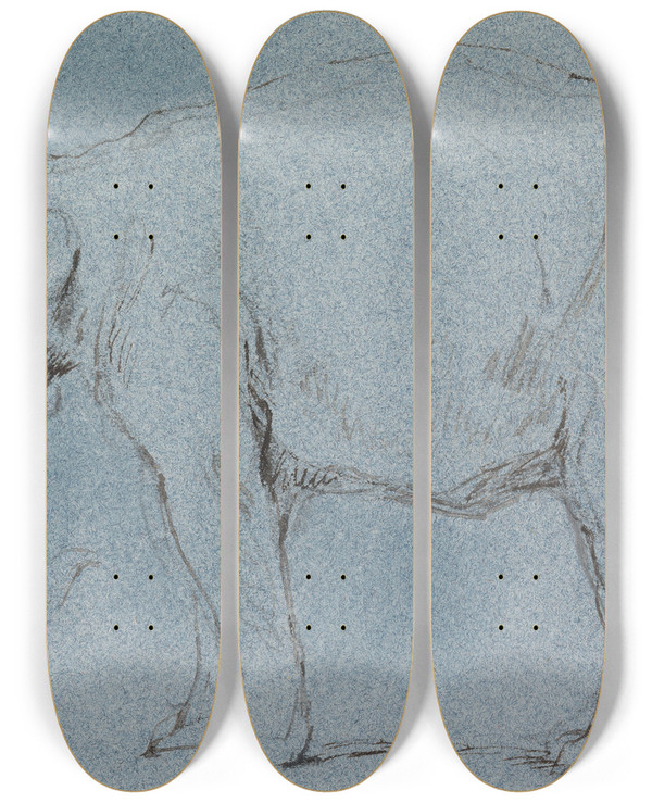 Triptych art skateboard deck of George Jones An Elephant by George Jones (1786-1869)