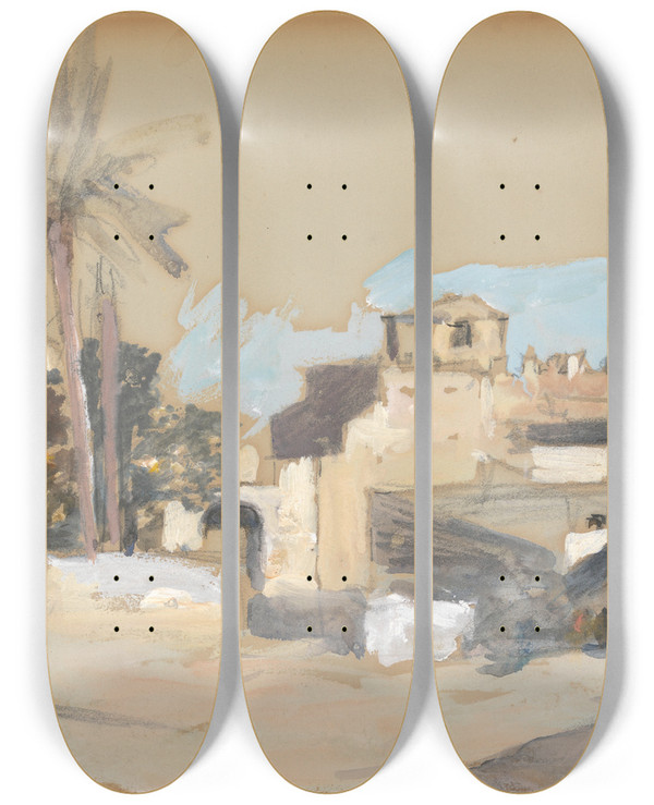 Triptych art skateboard deck of Hercules Brabazon Brabazon Taormina_1 by Hercules Brabazon Brabazon (1821-1906)