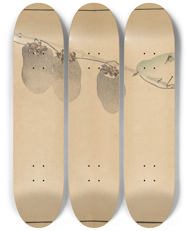 Triptych art skateboard deck of Sakai Hoitsu Sakai Hoitsu Gajo Pl13 by Sakai Hoitsu (1761-1828)
