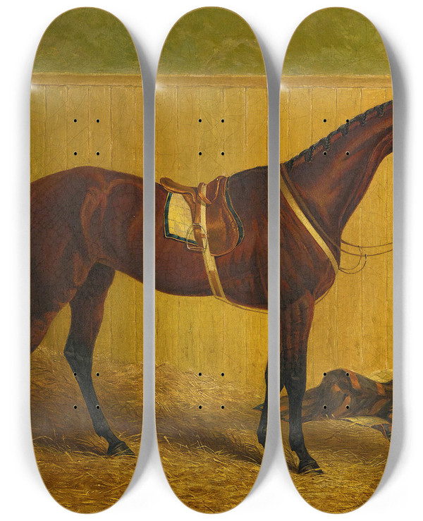 Triptych art skateboard deck of John Frederick Herring Snr Alice Hawthorn by John Frederick Herring Snr (1795-1865)
