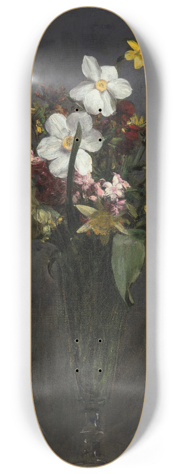 Henri Fantin-Latour - Fleurs de printemps (Tulipes, narcisses, jacinthes, jonquilles et girofles) 8.25 inch art skate deck