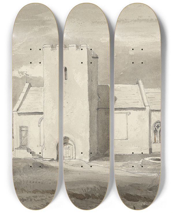 Triptych art skateboard deck of Rev James Bulwer One From A Volume Of Drawings And Prints_32 by Rev James Bulwer (1794-1879)