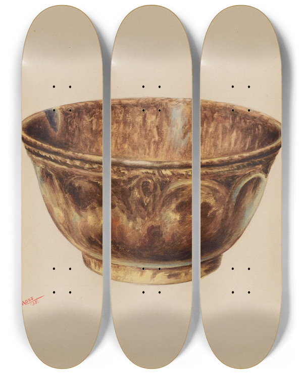 Triptych art skateboard deck of Charles Moss Bowl Bennington by Charles Moss