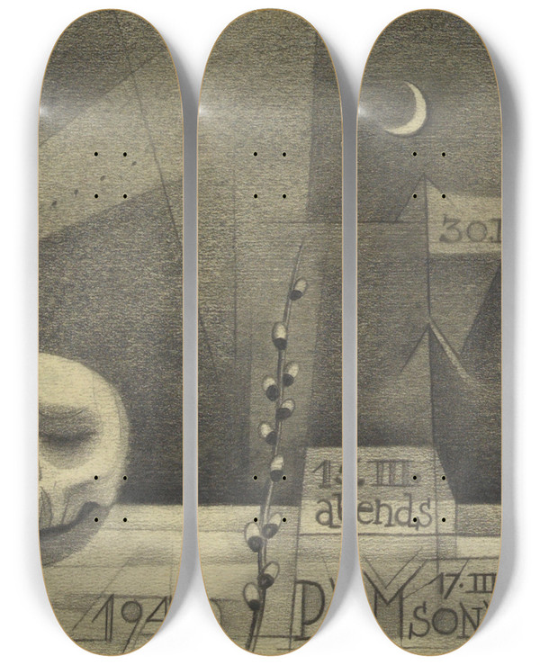 Triptych art skateboard deck of Karl Wiener Ostern by Karl Wiener (1901-1949)