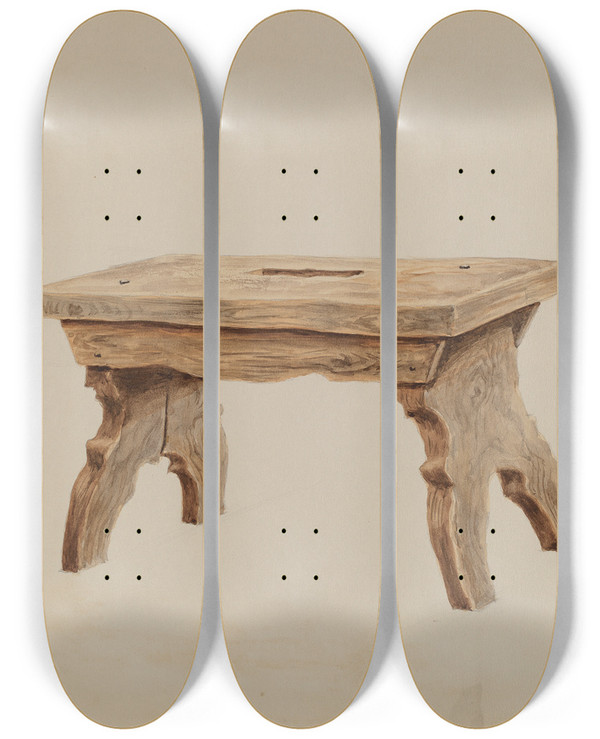 Triptych art skateboard deck of Charles Moss Footstool by Charles Moss
