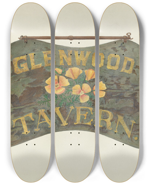 Triptych art skateboard deck of Robert Wr Taylor Tavern Sign_1 by Robert W R Taylor (20-)