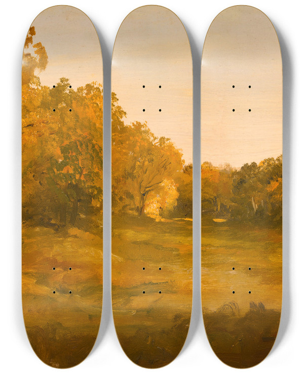 Triptych art skateboard deck of Thomas Cole Landscape_1 by Thomas Cole (1801-1848)