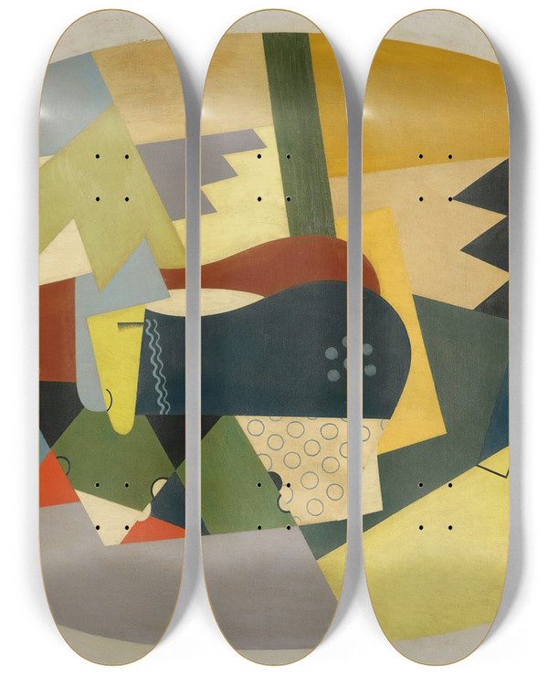 Triptych art skateboard deck of Georges Valmier Les Bufs Dans La Montagne_1 by Georges Valmier (1885-1937)