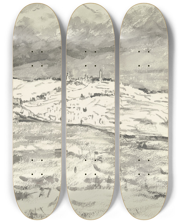 Triptych art skateboard deck of Jakob Nussbaum Jerusalem Blick Auf Lberg Und Tempelplatz Von Sdwest by Jakob Nussbaum (1873-1936)