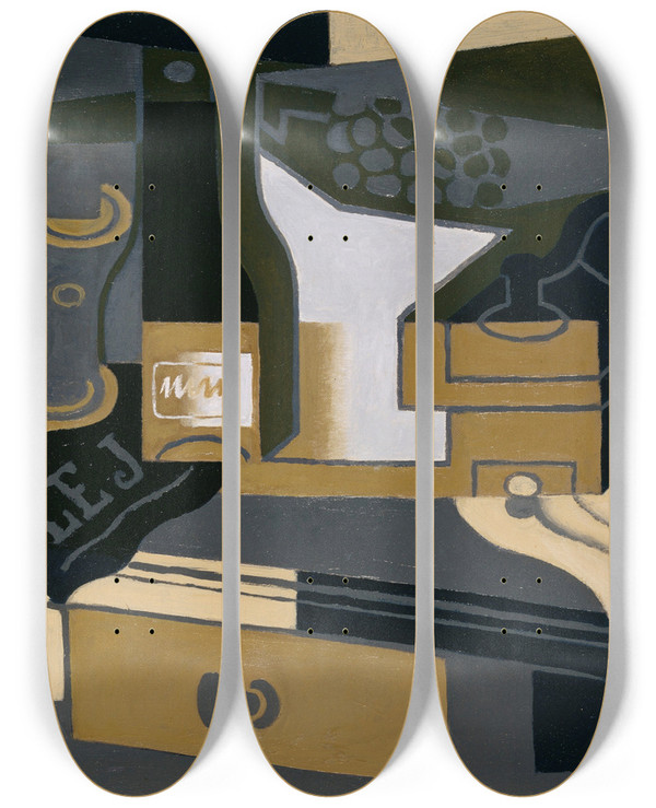 Triptych art skateboard deck of Juan Gris Coffee Grinder by Juan Gris (1887-1927)