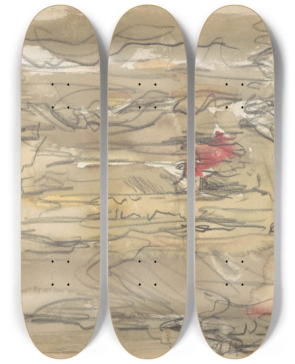 Triptych art skateboard deck of Marius Bauer Figuren In Het Oerwoud Van Ceylon by Marius Bauer (1867-1932)