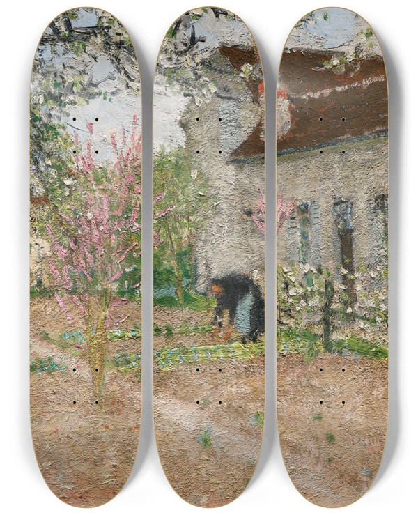 Triptych art skateboard deck of Pierreeugne Montzin Jardin Veneux by Pierre-Eugne Montzin (1874-1946)