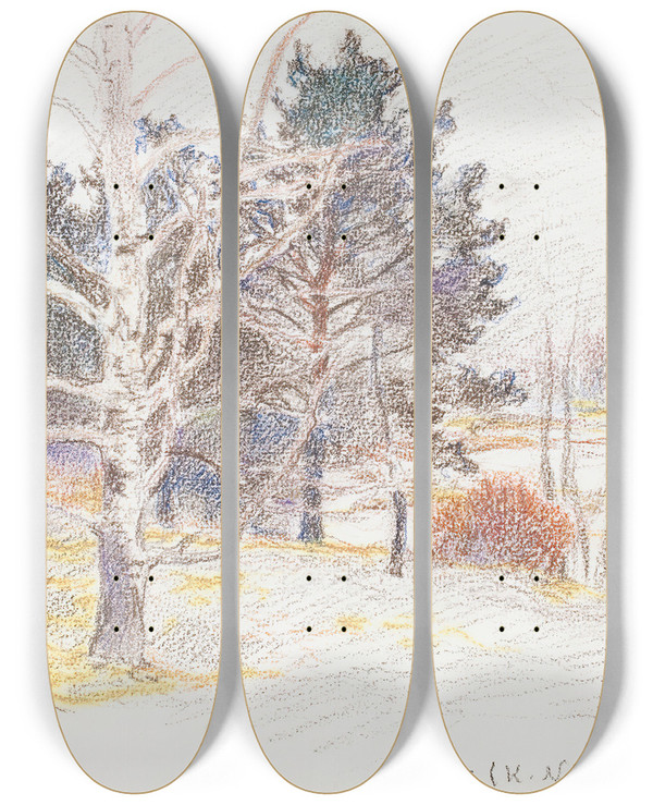 Triptych art skateboard deck of Eero Jrnefelt Untitled_3 by Eero Jarnefelt (1863-1937)