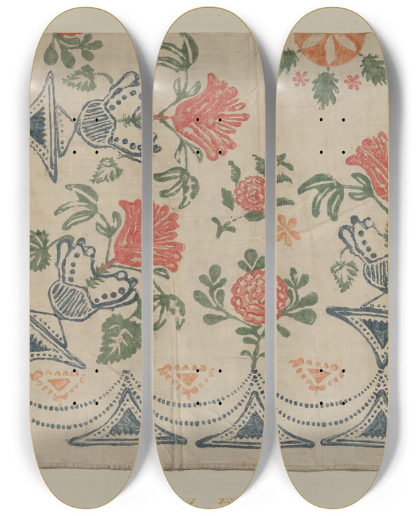 Triptych art skateboard deck of Edward Kibbee Printed Textile by Edward Kibbee