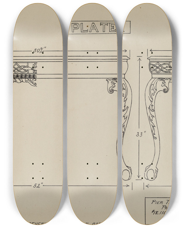 Triptych art skateboard deck of John Dieterich Pier Table_3 by John Dieterich