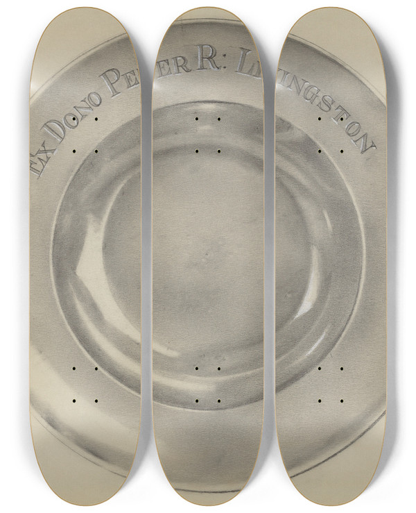Triptych art skateboard deck of Horace Reina Silver Basin by Horace Reina