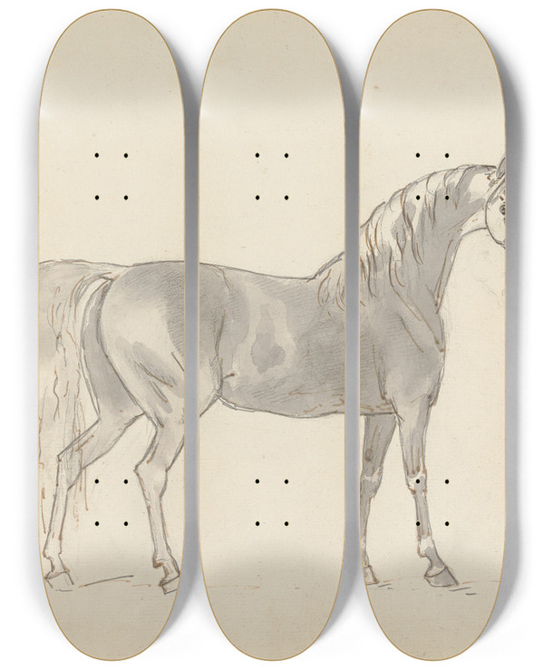 Triptych art skateboard deck of Sawrey Gilpin Fourtythree Studies Of Horses And Riders Pl31 by Sawrey Gilpin (1733-1807)