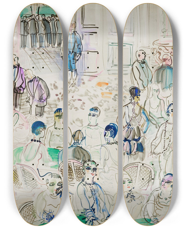 Triptych art skateboard deck of Raoul Dufy Au Casino by Raoul Dufy (1877-1953)