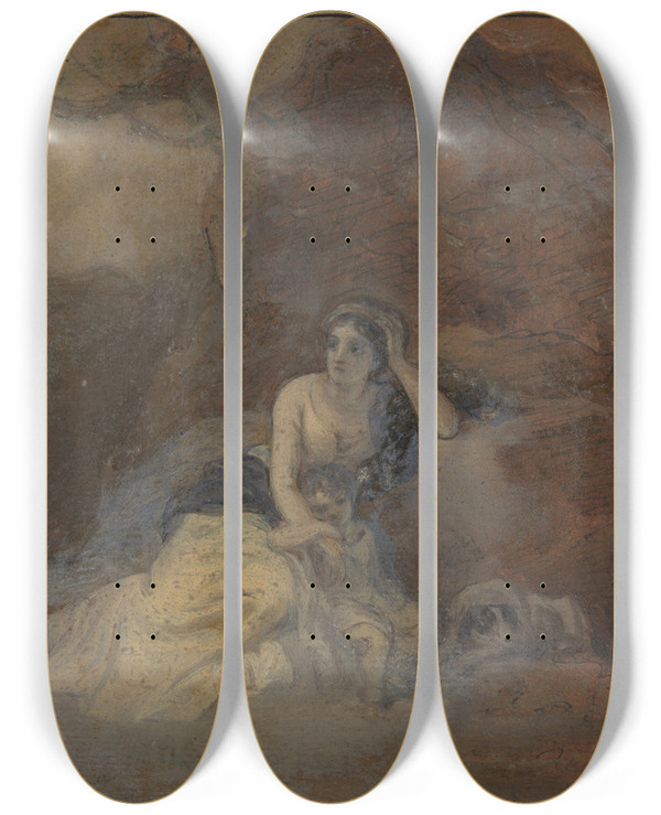 Triptych art skateboard deck of Robert Smirke One From Illustrations To Shakespeare_10 by Robert Smirke (1752-1845)