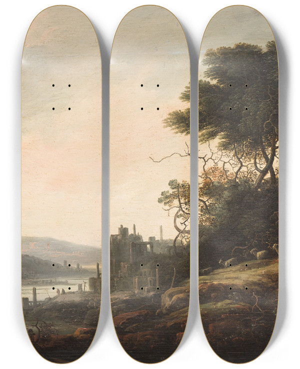 Triptych art skateboard deck of Abraham Bloemaert Landscape by Abraham Bloemaert (1564-1651)