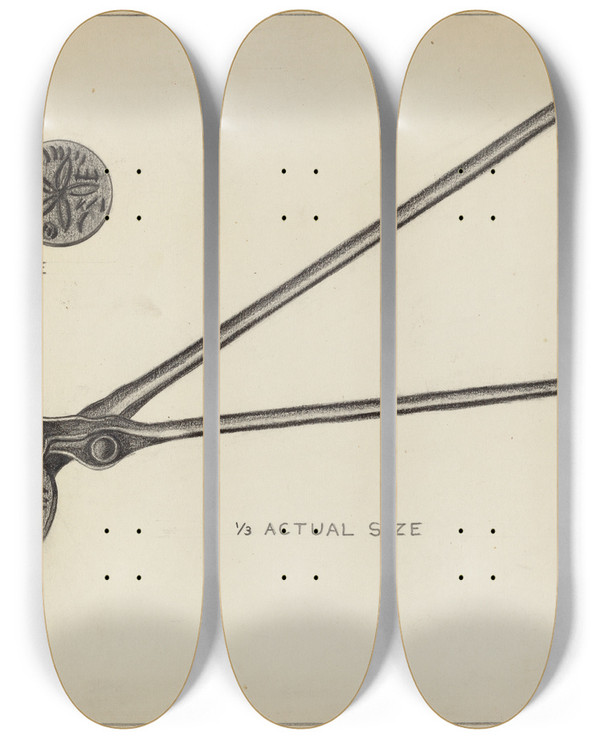 Triptych art skateboard deck of Raymond Manupelli Wafer Iron by Raymond Manupelli