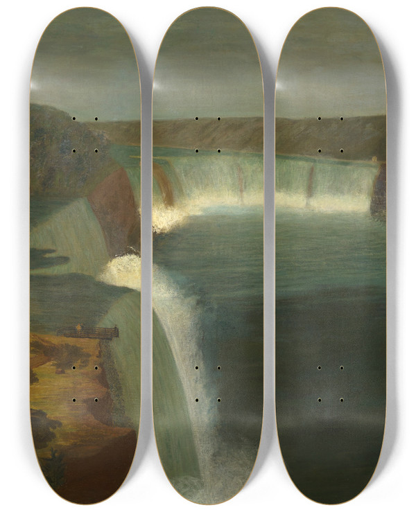 Triptych art skateboard deck of Robert Bakewell Niagara Falls by Robert Bakewell (1790-1857)