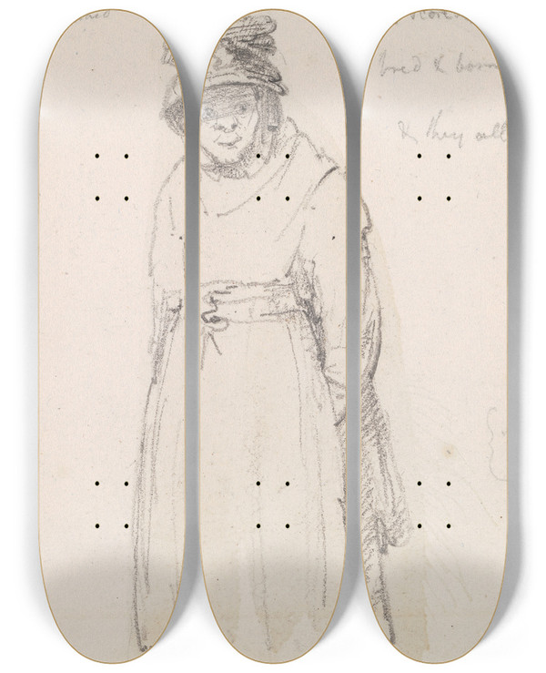 Triptych art skateboard deck of Thomas Hastings Mary Anne Leonard by Thomas Hastings (1778-1854)