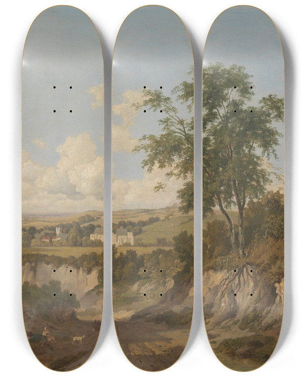 Triptych art skateboard deck of Patrick Nasmyth Penshurst Place Kent by Patrick Nasmyth (1787-1831)