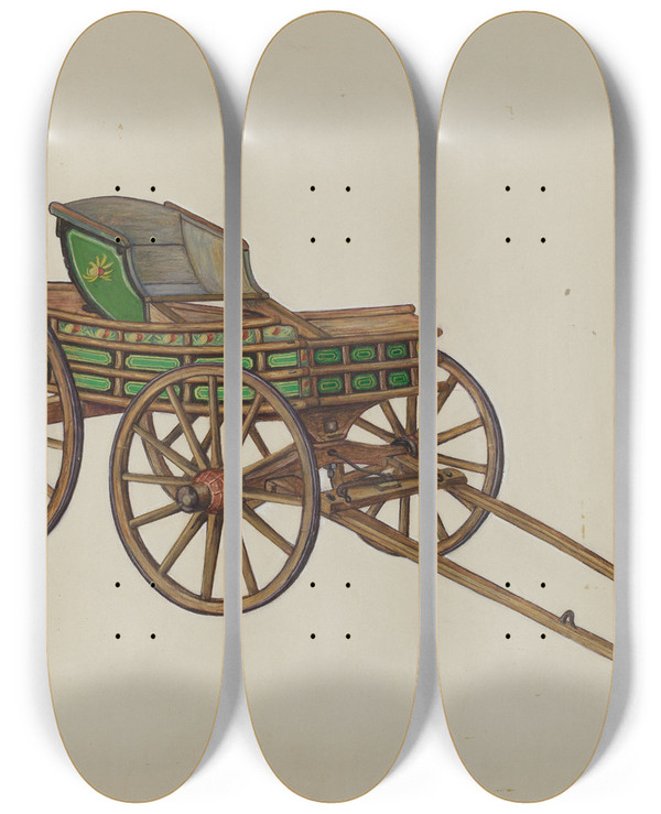 Triptych art skateboard deck of Frank Gray Pennsylvania Buckboard by Frank Gray