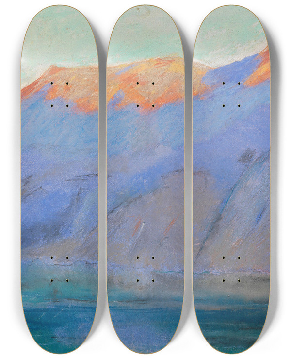 Triptych art skateboard deck of Lesser Ury Gardasee Mit Blick Auf Den Monte Baldo by Lesser Ury (1861-1931)