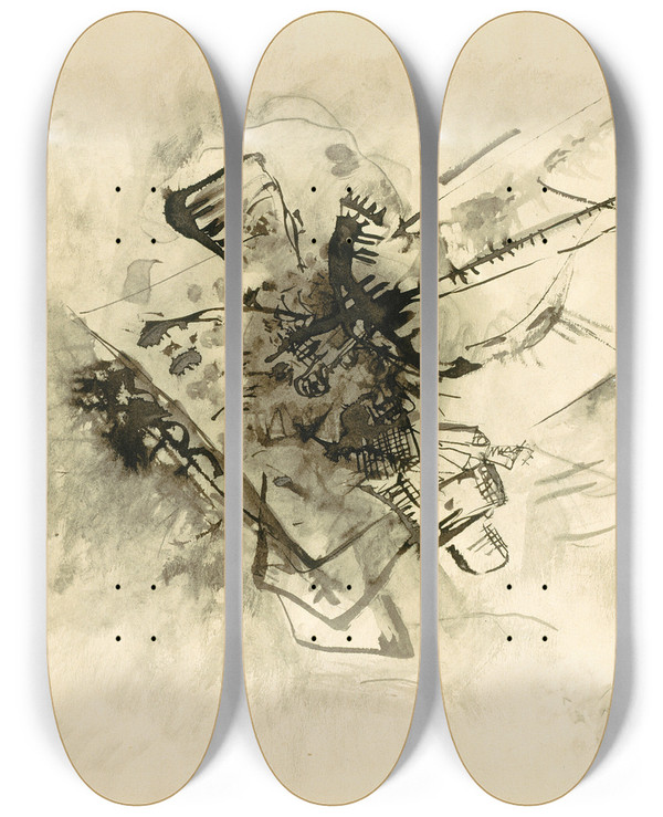 Triptych art skateboard deck of Wassily Kandinsky Untitled_1 by Wassily Kandinsky (1866-1944)