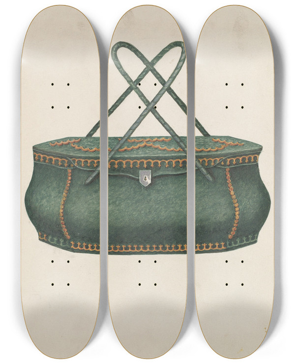 Triptych art skateboard deck of Edith Towner Reticule by Edith Towner (20-)