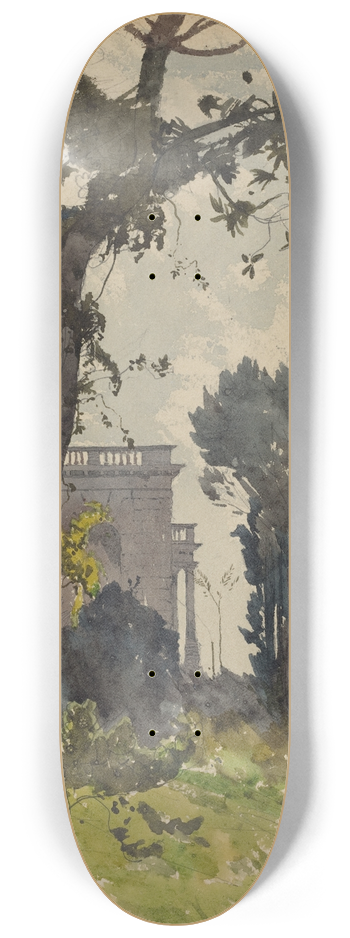 Henri-Joseph Harpignies - View of the Dome of Saint Peters,Rome 8.25 inch art skate deck