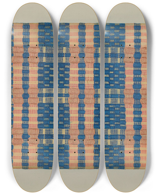 Triptych art skateboard deck of Cornelius Christoffels Coverlet_13 by Cornelius Christoffels (1879-1960)