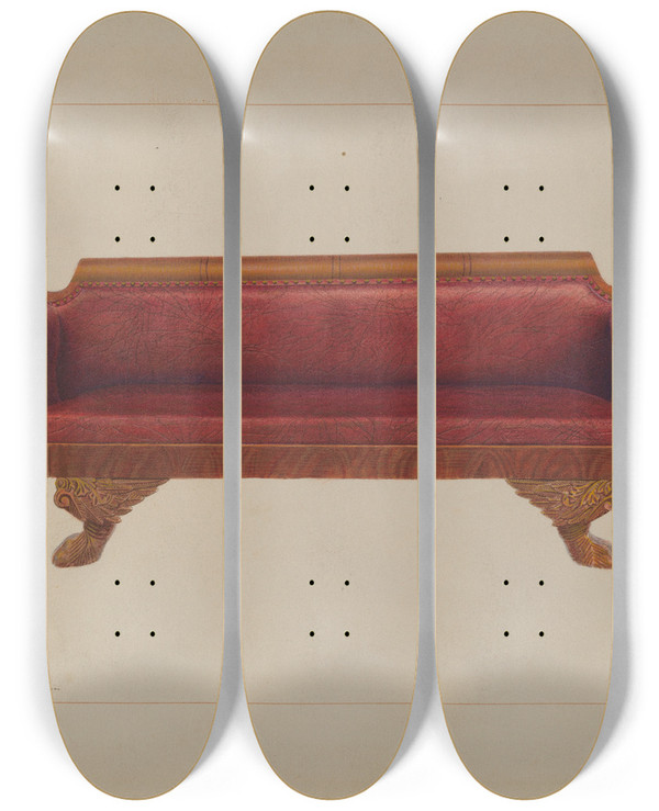 Triptych art skateboard deck of Edward L Loper Sofa by Edward L Loper (1916-2011)