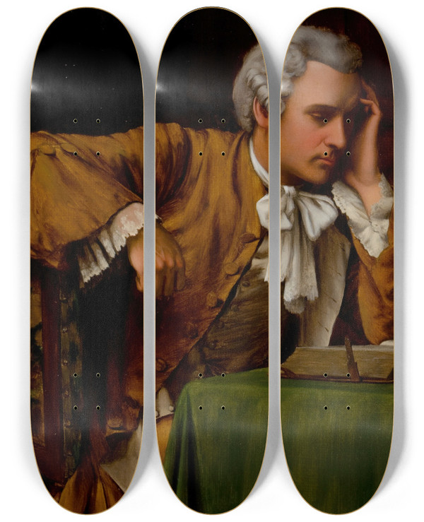 Triptych art skateboard deck of George Sloane Gentleman Reading by George Sloane (1864-1942)