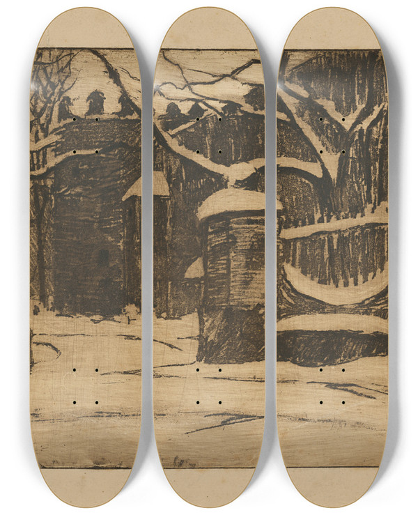 Triptych art skateboard deck of Frida Konstantin Katie V Strkach by Frida Konstantin