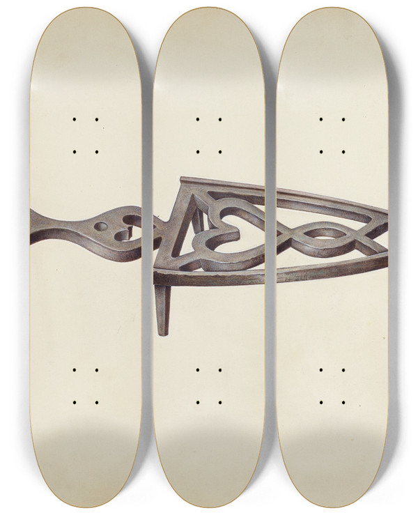 Triptych art skateboard deck of Henrietta S Hukill Flat Iron Stand_2 by Henrietta S Hukill