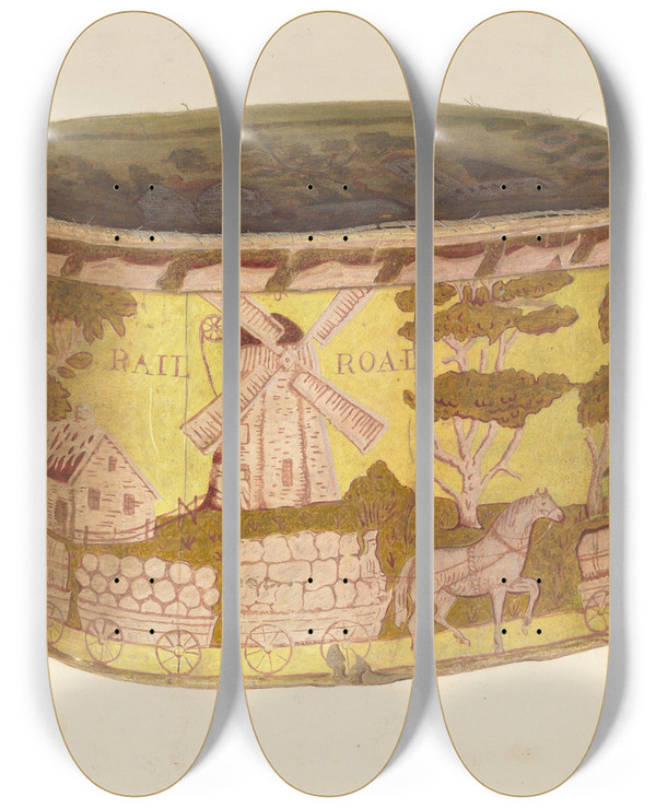 Triptych art skateboard deck of Walter Doran Bandbox_5 by Walter Doran