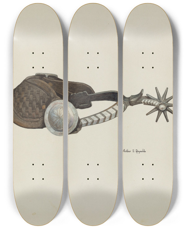 Triptych art skateboard deck of Arthur P Reynolds Spur_4 by Arthur P Reynolds