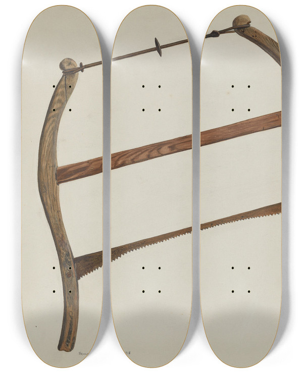 Triptych art skateboard deck of Henry Waldeck Bucksaw by Henry Waldeck