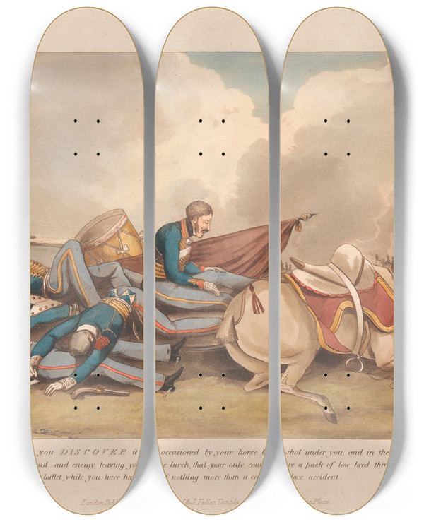 Triptych art skateboard deck of Henry Thomas Alken Military Discoveries_4 by Henry Thomas Alken (1785-1851)