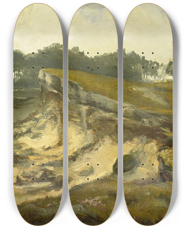 Triptych art skateboard deck of Johannes Tavenraat Sand Excavation by Johannes Tavenraat (1809-1881)