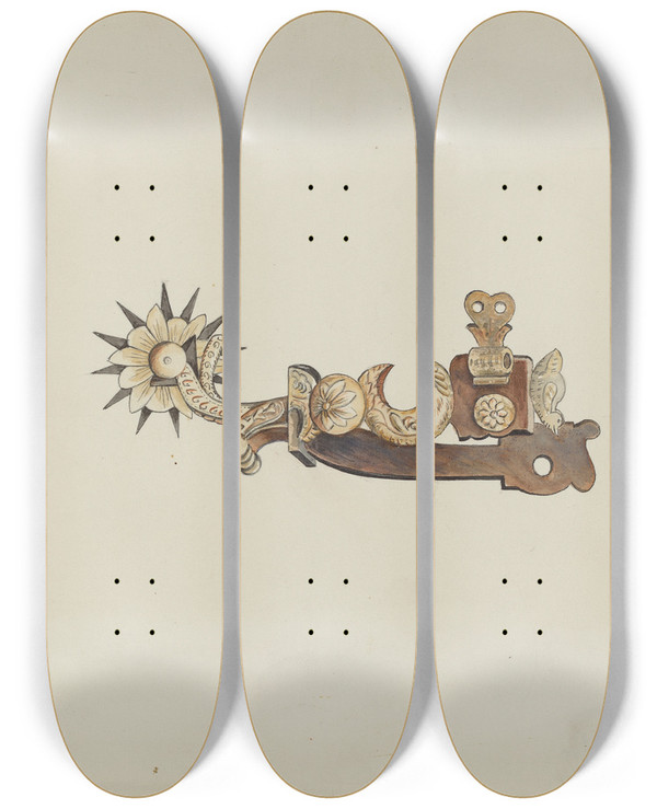 Triptych art skateboard deck of William Hoffman Spur_1 by William Hoffman