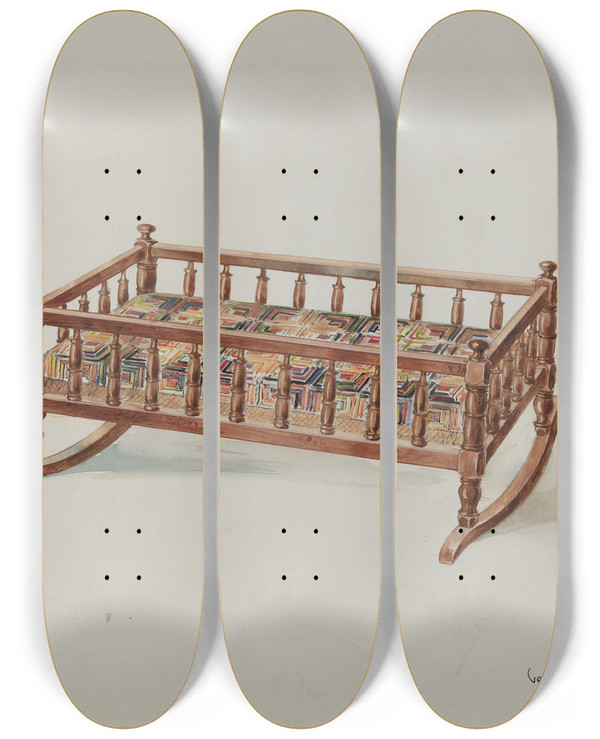 Triptych art skateboard deck of Geoffrey Holt Dolls Cradle by Geoffrey Holt (20-)