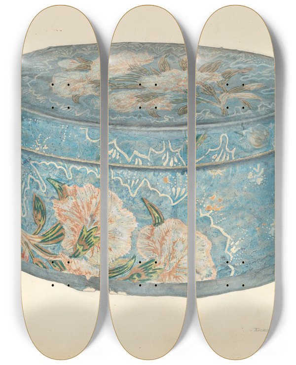 Triptych art skateboard deck of Dorothy Dwin Bandbox_1 by Dorothy Dwin