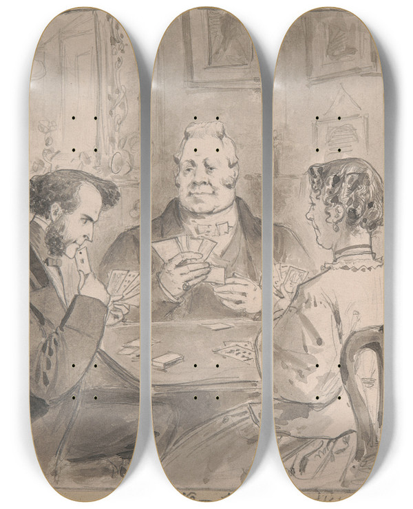 Triptych art skateboard deck of Adelaide Claxton Indecision by Adelaide Claxton (1841-1927)