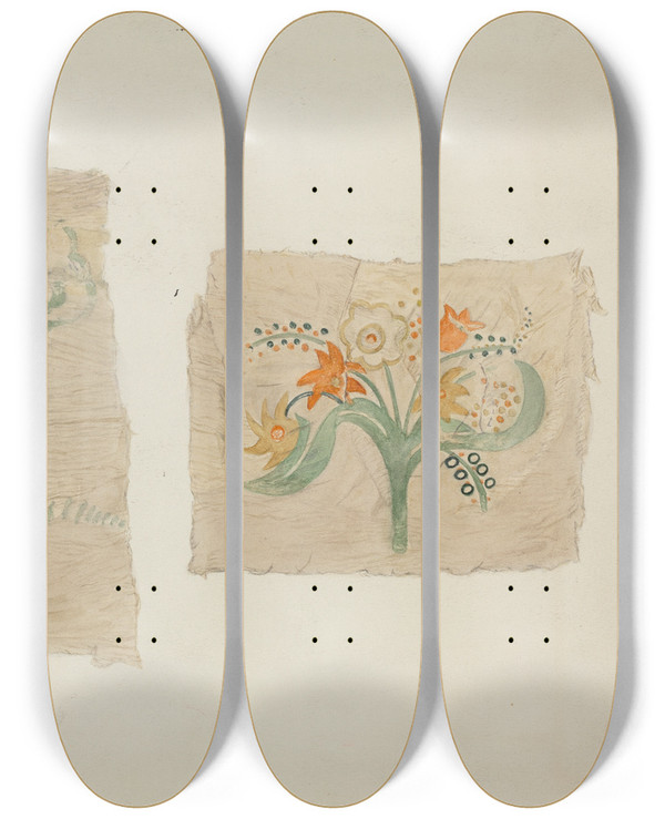 Triptych art skateboard deck of Betty Jacob Wall Paper Sample by Betty Jacob